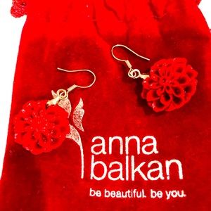 Anna Balkan Colorful Red Flower Earrings
